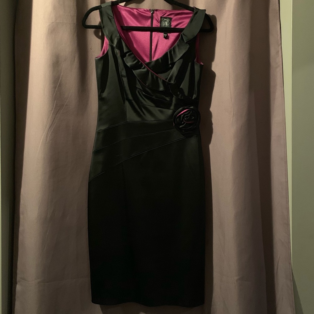 Black Satin Wiggle Dress Size 6 by JAX